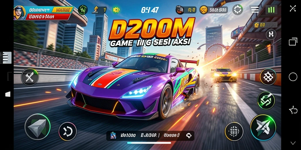 Gameplay Racing D200M yang mendebarkan dan realistis.