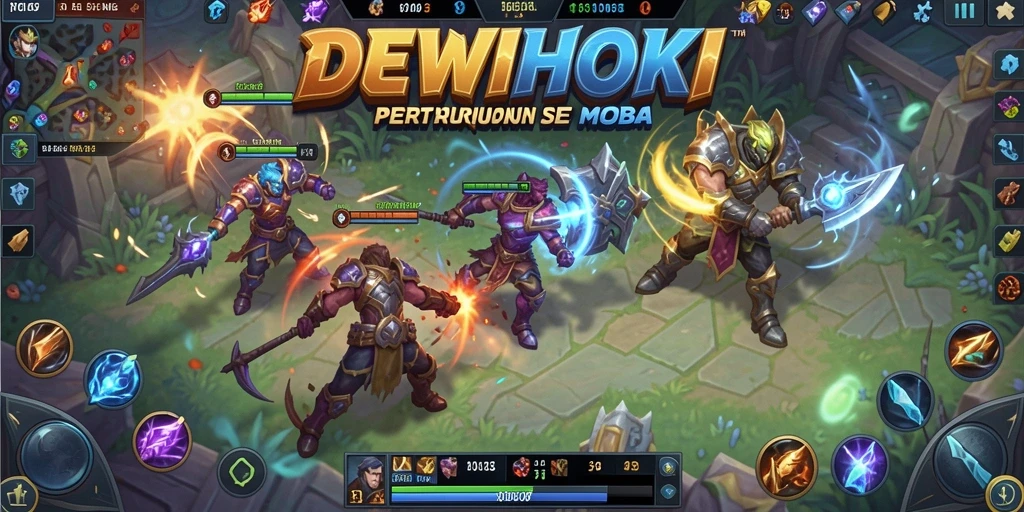 Tampilan seru gameplay DEWIHOKI dengan pertarungan epik antara tim.
