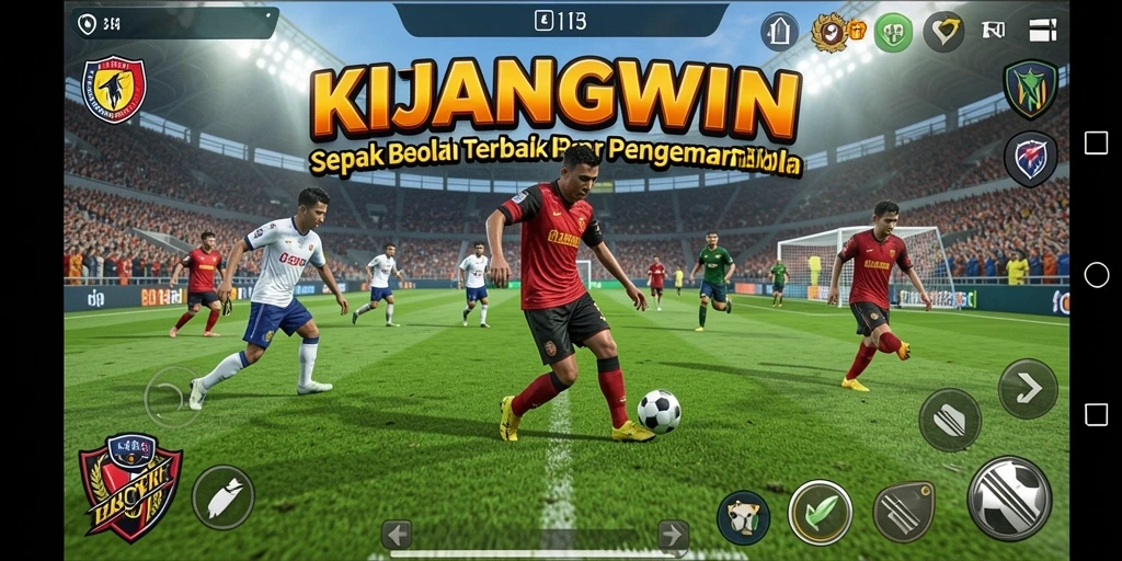 Tampilan gameplay <strong>KIJANGWIN</strong> yang mendebarkan dalam aksi sepak bola.