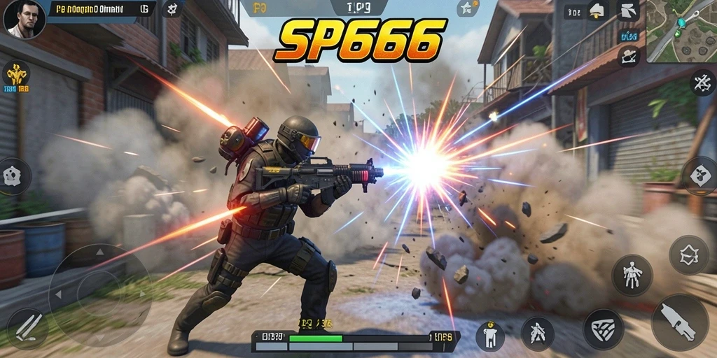 Screenshot SP666 menampilkan aksi seru dalam permainan TPS.